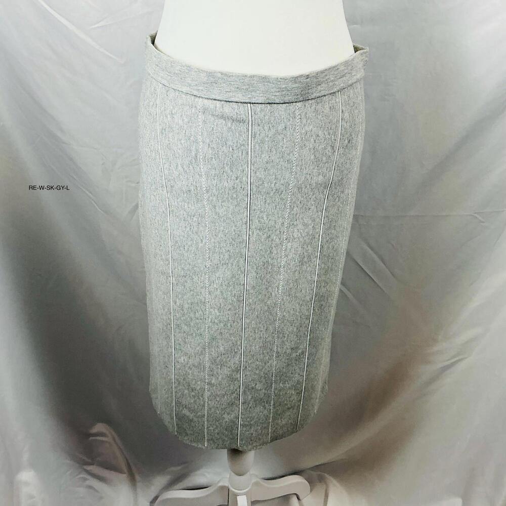 Reiss Women's Rachel Grey Straight Knit Skirt Size L